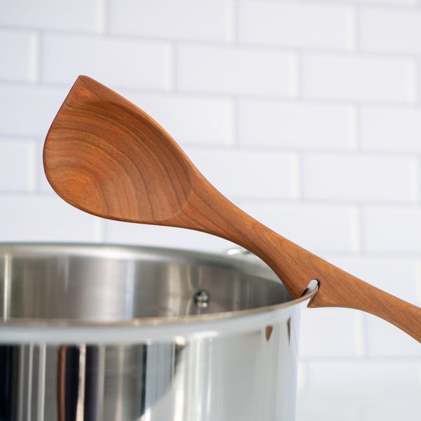 Lancaster Cast Iron Handmade Wooden Spoon & Spatula Set - 12 Cherry Wood, Hand Carved, Made in The USA with Pennsylvania Black Cherry Wood - Cook