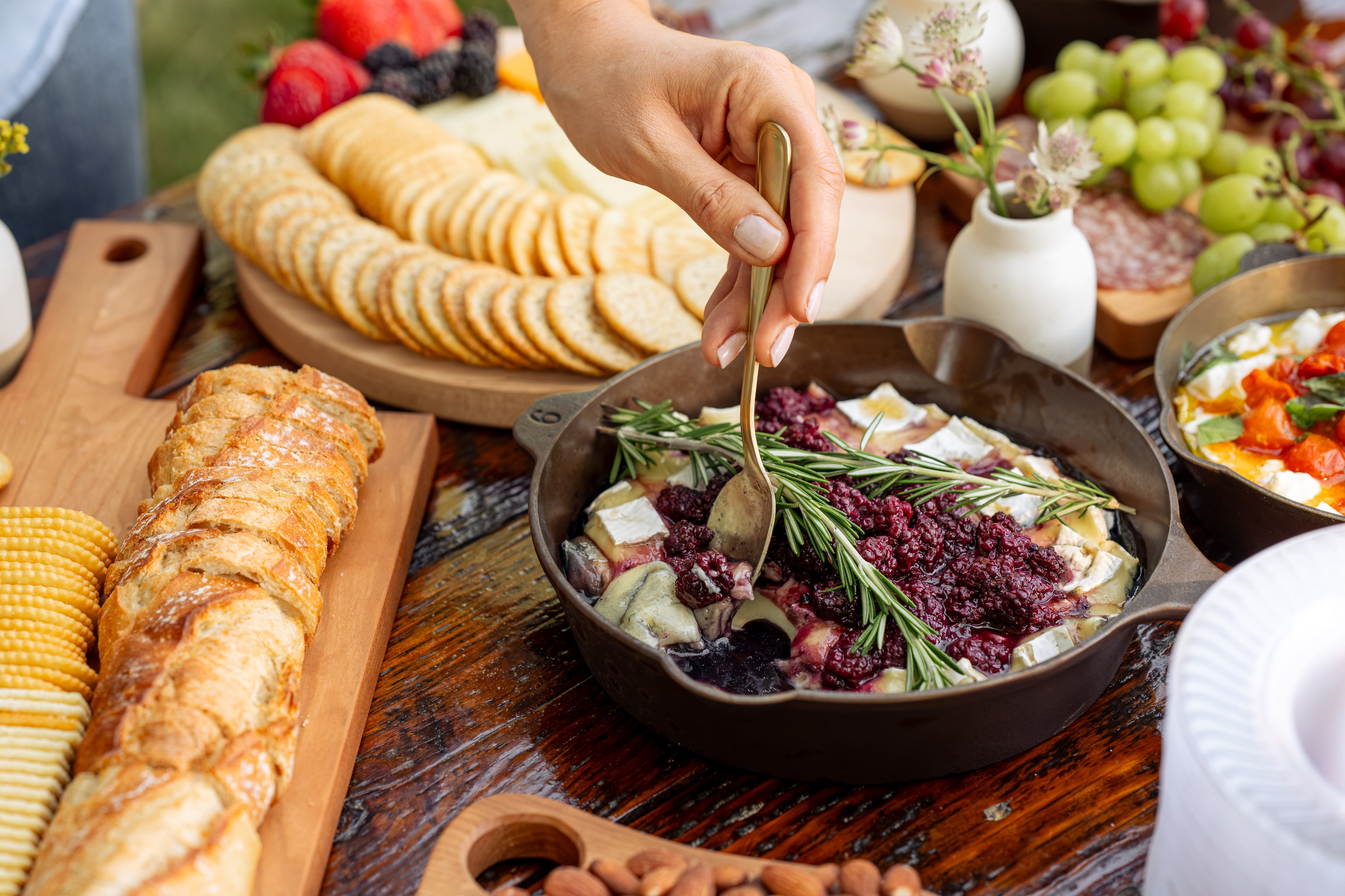 Baked Brie with Blackberry Black Pepper Honey Compote