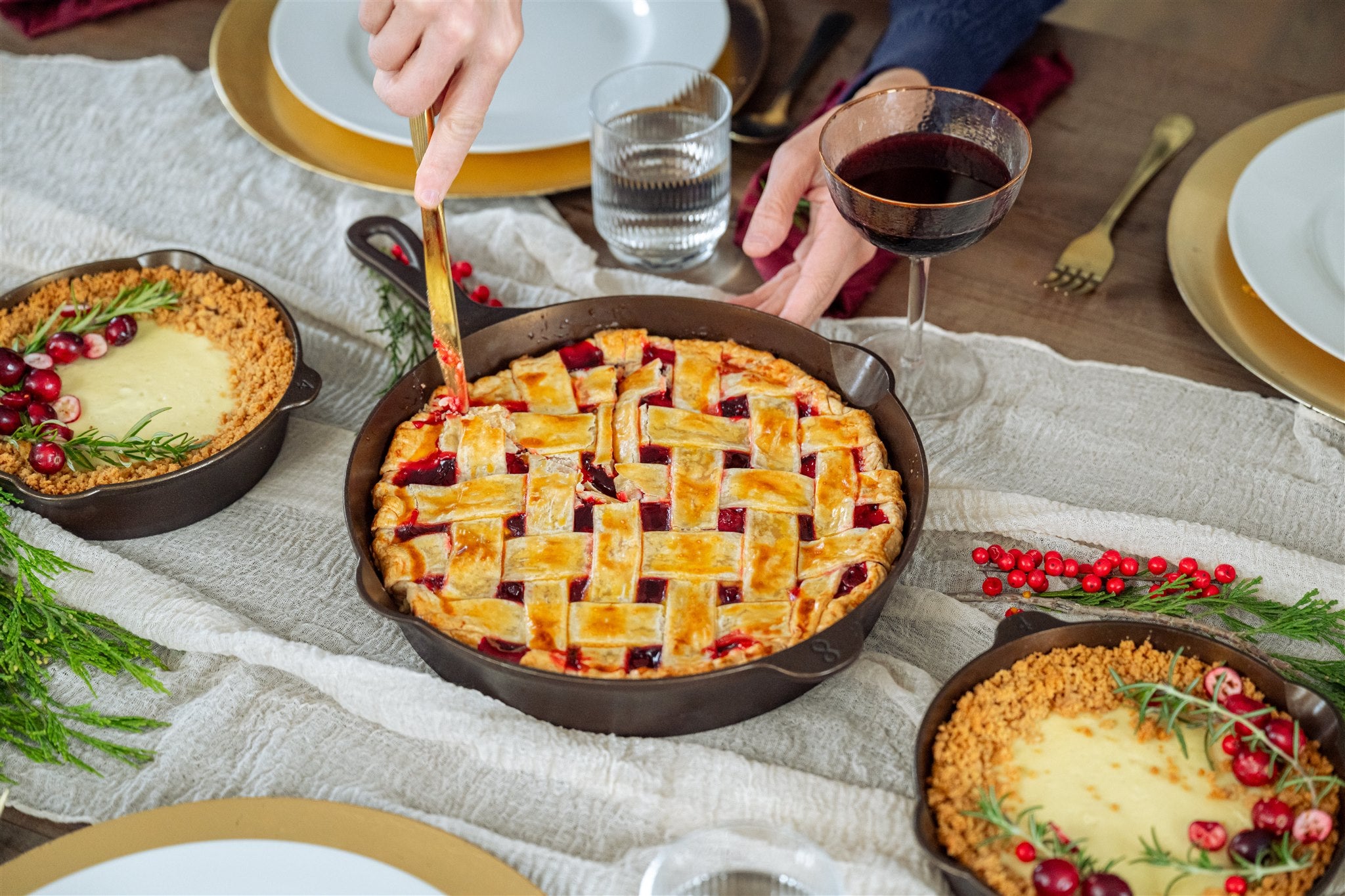 Classic Cherry Skillet Pie with Red Wine