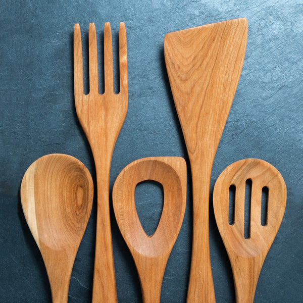 Traditional Olive Wood 5 Piece Kitchen Utensil Set