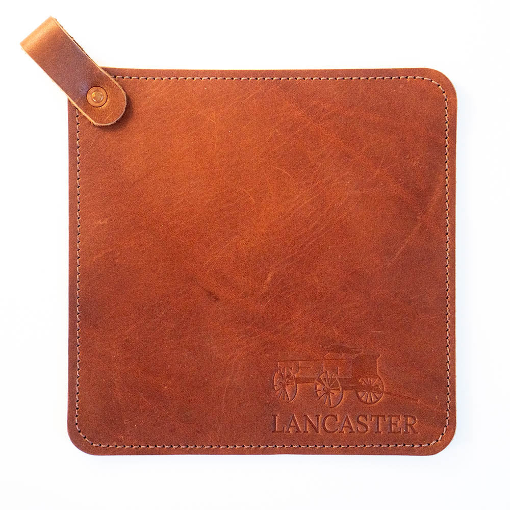 Personalized leather pot holder